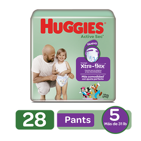 Pants Huggies Active Sec Xtra-Flex Size 5; 28uds