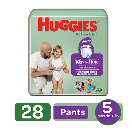 Pants Huggies Active Sec Xtra-Flex Size 5; 28uds
