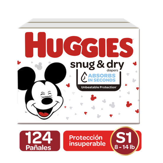 Pañales Huggies Snug&Dry Size 1; 124uds