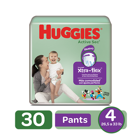 Pants Huggies Active Sec Xtra-Flex Size 4; 30uds